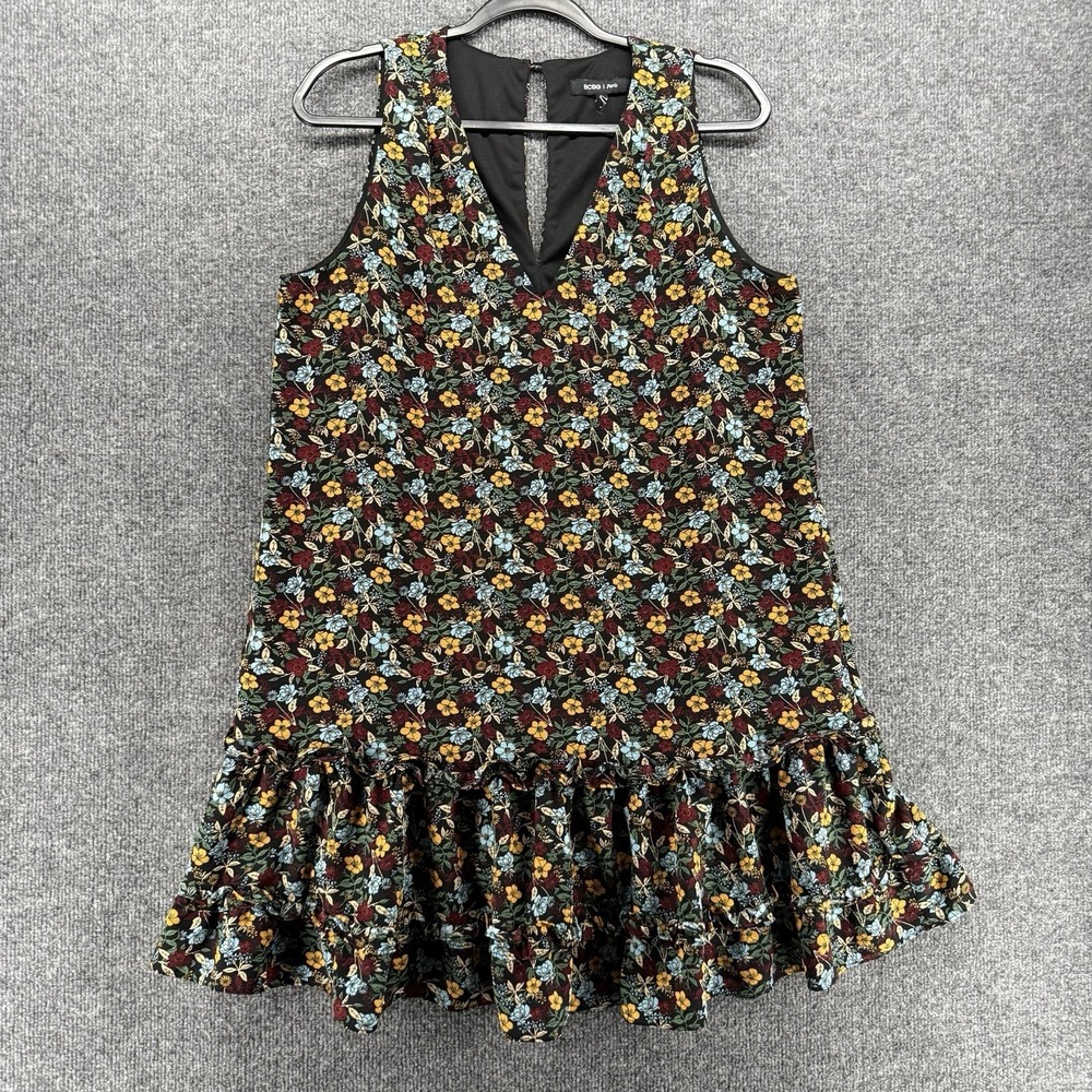 BCBG Paris Dress Womens L Floral V-Neck Shift Boho Cottagecore Coquette Western